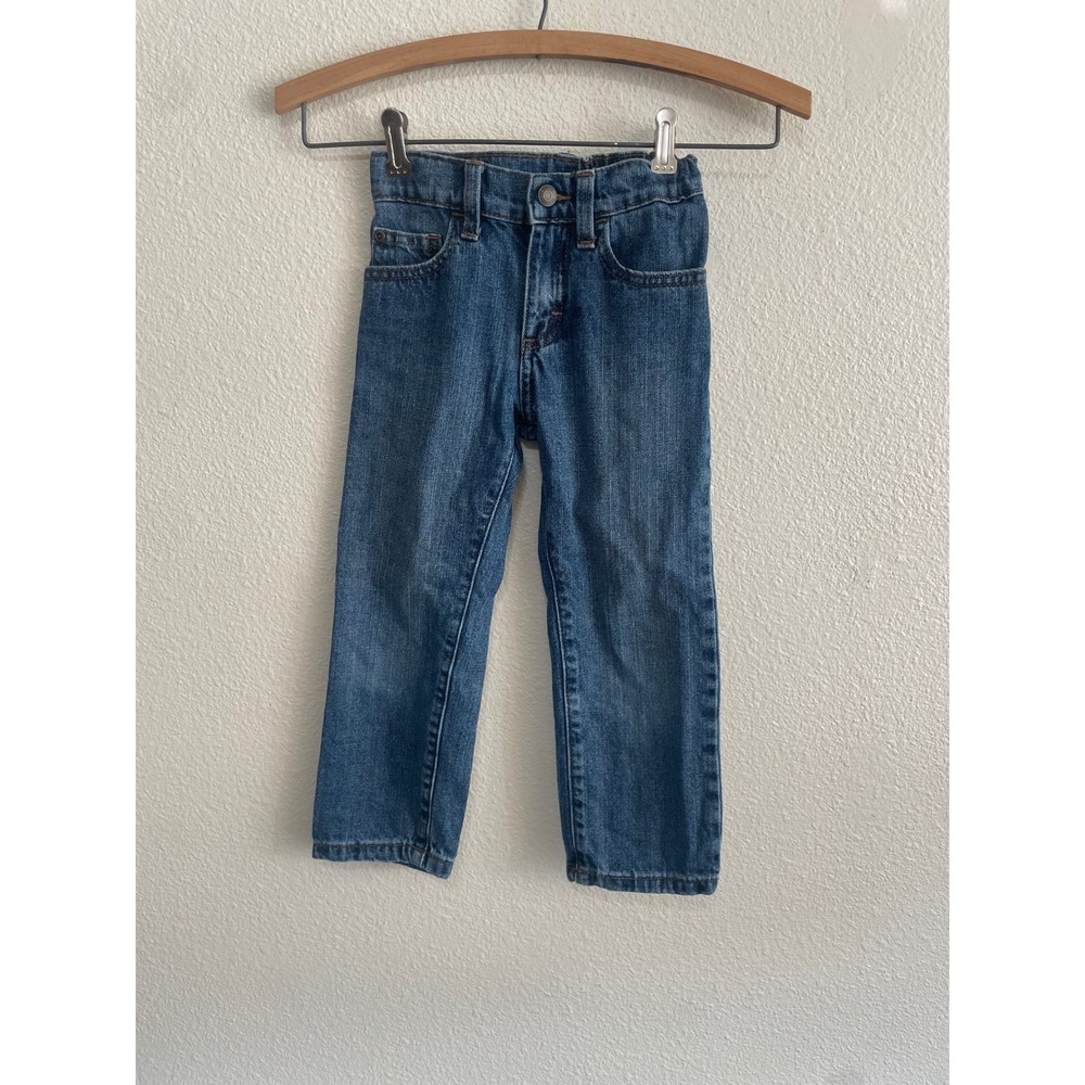 Wrangler Straight Leg Jeans Kids 5T Blue EUC Cotton Adjustable Waist 9NLTFCI